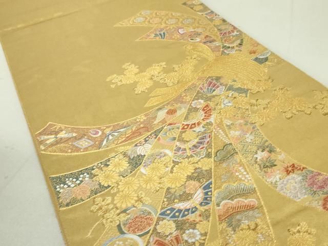 平和屋着物○西陣 長嶋成織物 ながしま帯 六通柄袋帯 瀞金錦