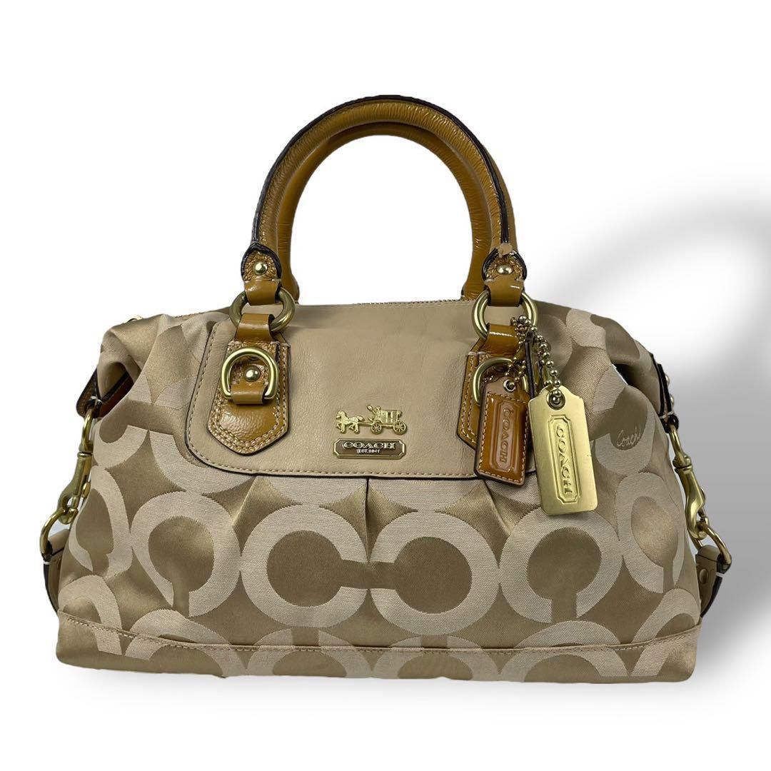 良品 4952 COACH コーチ 2wayハンドバッグ キャンバス ベージュ - メルカリ