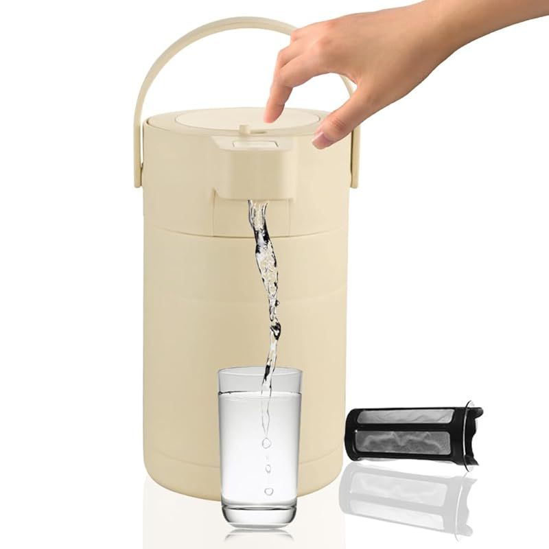 24時間保温＆12時間保冷 MACOLAUDER 気圧保温ポット 童錠付き 押圧式ケトル 保温瓶 2.5L大容量 お湯 冷水 おうち飲み オフィス キャンプ 304ステンレス鋼 こぼれ防し蓋付き ハンドル付き 1