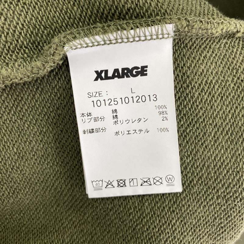 中古】X-LARGE CAMPUS ZIP UP HOODED SWEATSHIRT サイズL カーキ