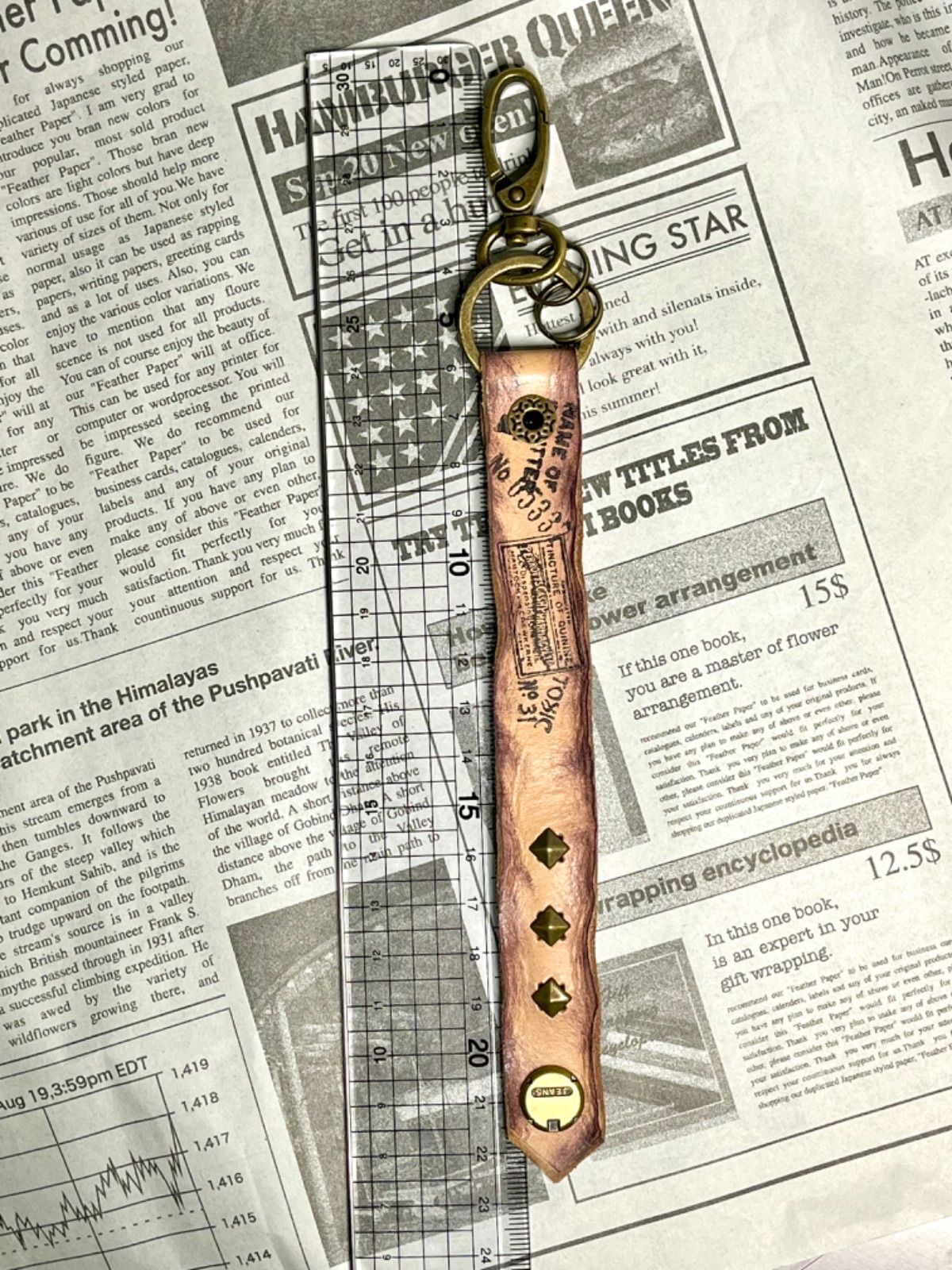 ハンドメイド♪ ヴィンテージ感のカッコいいレザーキーホルダー  