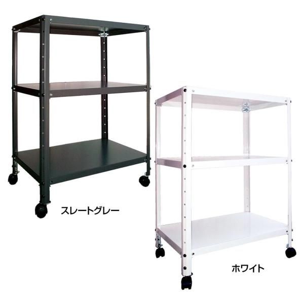 【新品・3営業日で発送】Fukufuji 福富士 業務用 収納スチールラック 高さ81 横幅60 奥行40 3段 キャスター付 RLK-643 ホワイト (1382267)