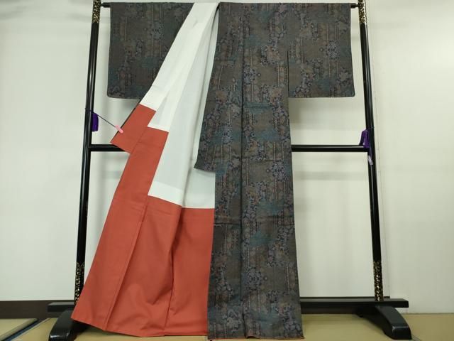 平和屋本店■極上　都喜ヱ門　本場大島紬　色泥染　風流更紗　藤絹織物謹製　証紙付き　逸品　未使用　DZAA6165kh5 平和屋本店□極上 都喜ヱ門 本場大島紬 色泥染 風流更紗 藤絹織物謹製