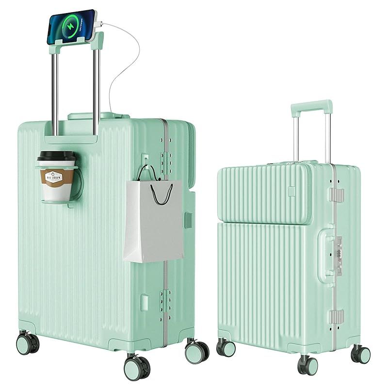 Ashard ミントグリーン 多機能付きハードシェルキャリーケース