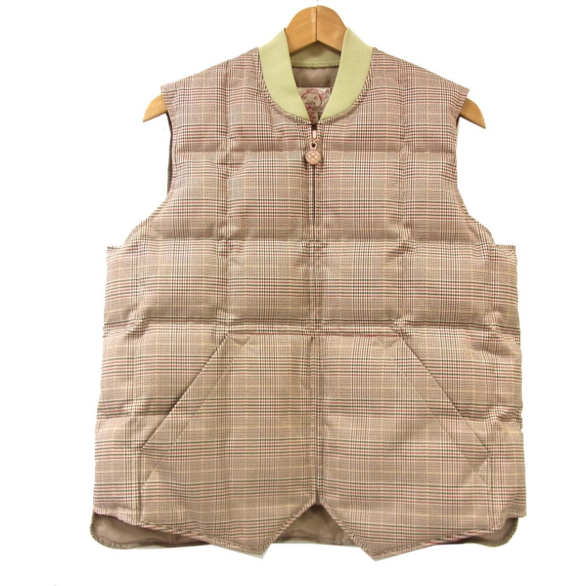 美品◆EVISU エヴィス ダウンベスト グレンチェック柄 メンズ