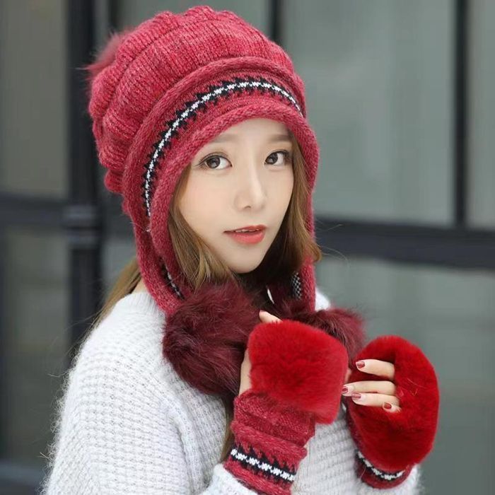 DOLCE＆GABBANA 【新品未使用】レディース ロング手袋 ニット帽セット LUCIANNA ニット帽 レディース ポンポン 秋 冬 ニットキャップ