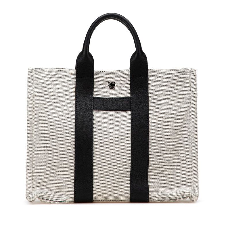 良品【HERMES】サックアーネPM/レザー/グレ系/アイボリー/ エルメス サックアーネPM トートバッグ ハンドバッグ グレー