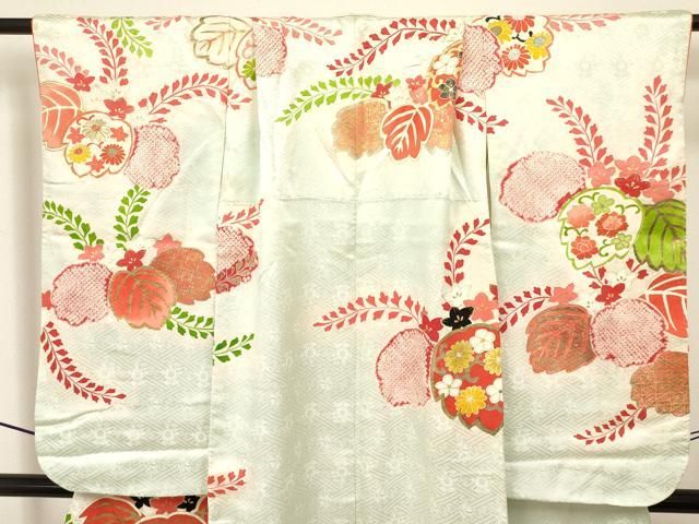 平和屋着物[]七五三 女の子 7歳 祝着 四つ身 駒刺繍 絞り 桐花文