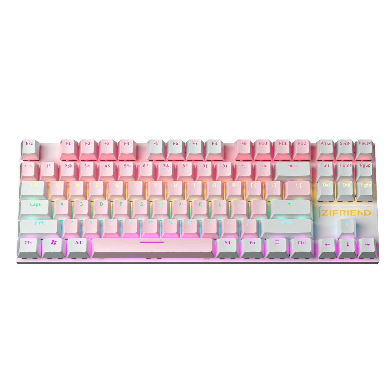 人気商品】ピンクと白色 可愛い キーボード メカニカル 有線 テンキー