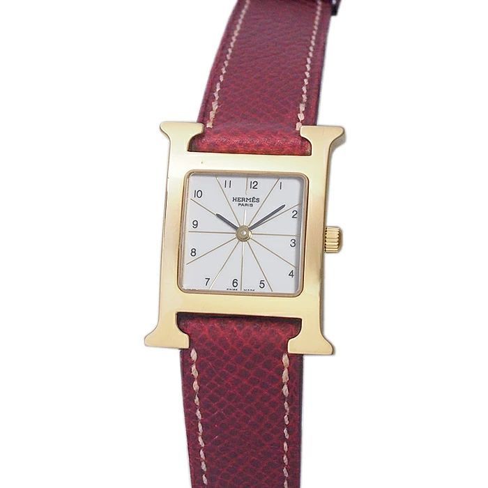 エルメス HERMES Hウォッチ HH1.210 ピンク SS/クロコベルト