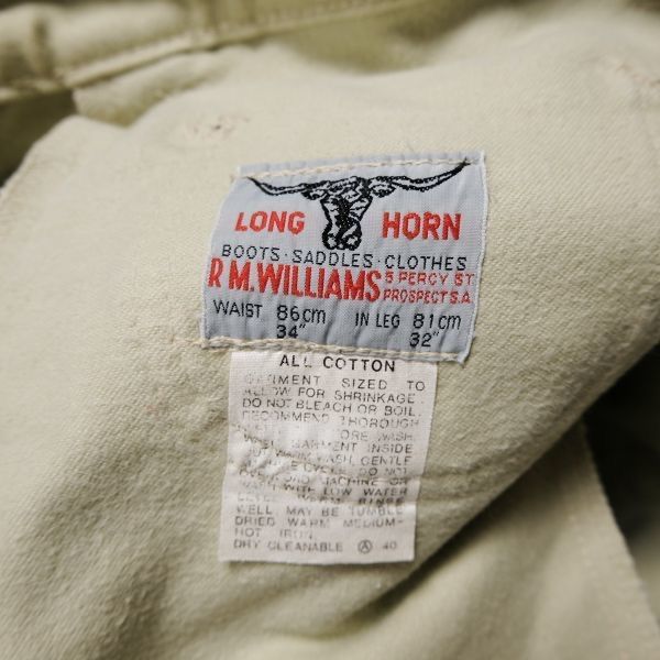 90's RM Williams コットン モールスキン パンツ (34) 生成り
