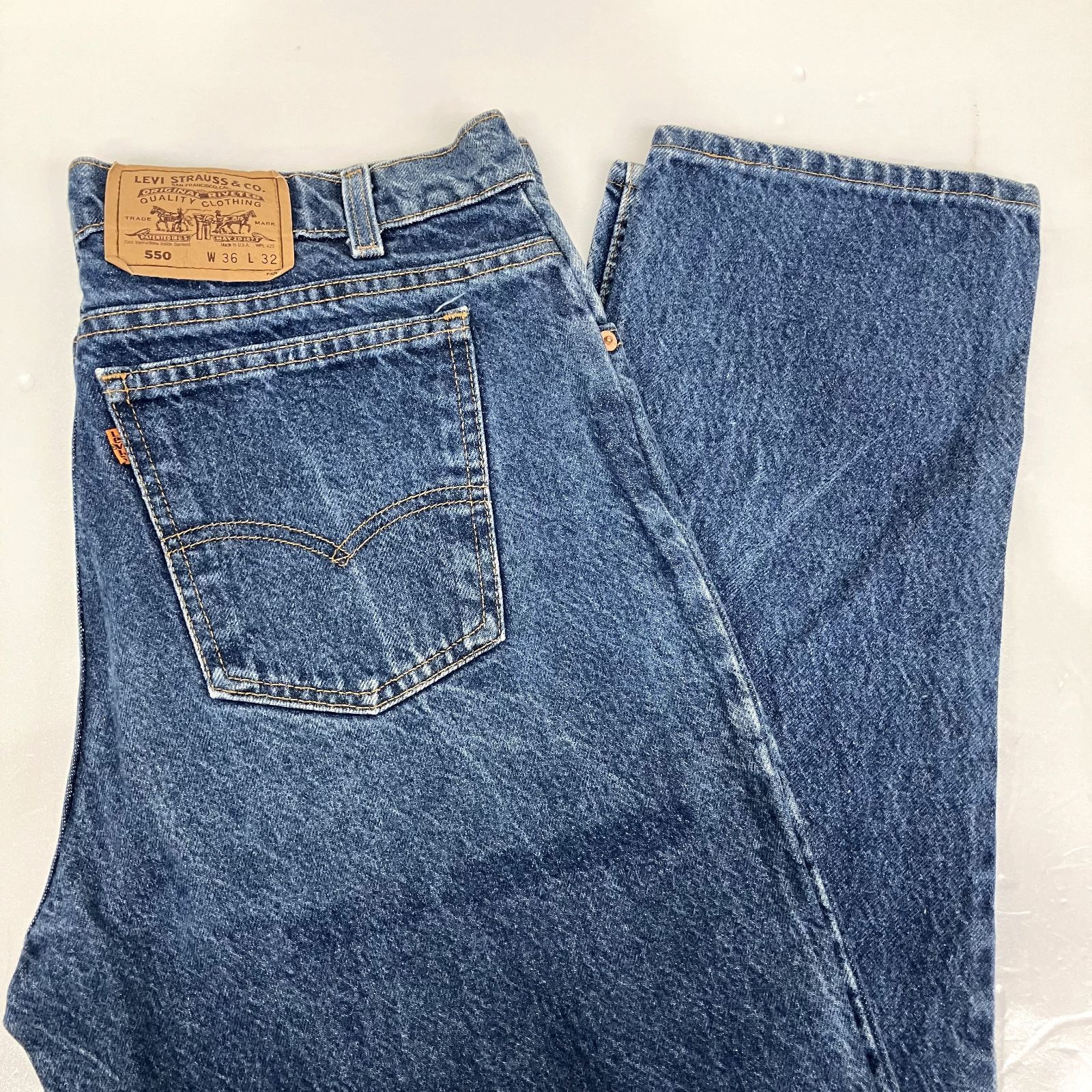 90s USA製 Levi´s 550 デニムパンツ オレンジタブ ホワイト