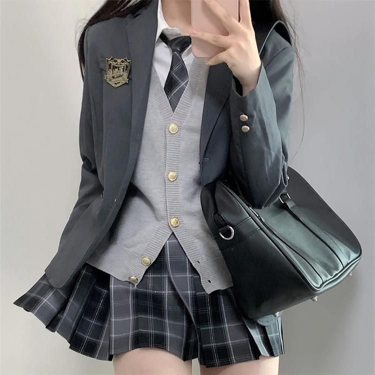 ブレザー スカート ベスト 女子高生 制服 5点セット 学生服 女子高生 ネクタイ シャツ 高校制服 チェック柄 入学 スクールブレザー  スリムフィット 学生制服 スクール コスプレ衣装 卒業式スーツ#conne596829 - メルカリ