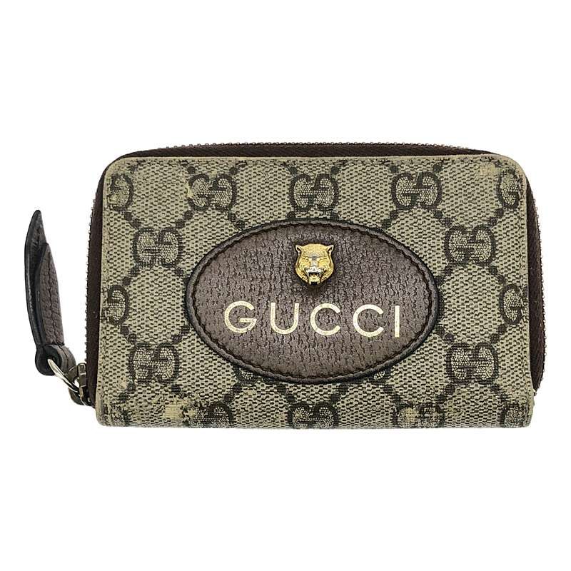 GUCCI | グッチ | 474296 タイガーヘッド | GGスプリーム ラウンドファスナー コインケース | ブラウン|ゴールド | メンズ