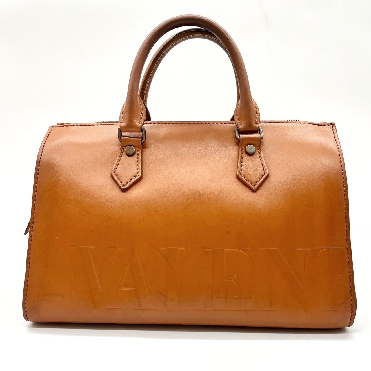 良品 ヴァレンティノ VALENTINO レザー ブラウン 茶 Vロゴ金具 肩掛け