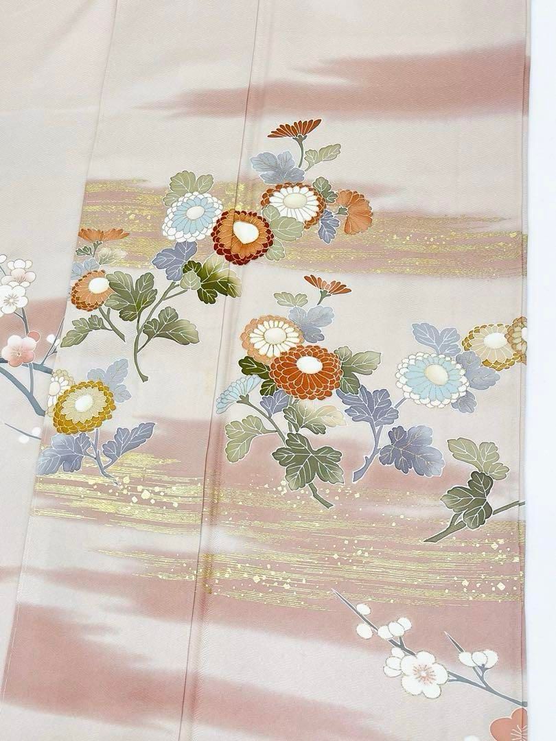 訪問着 友禅 金駒 金彩 梅 菊 紋意匠 正絹 躾糸付き X599 - メルカリ