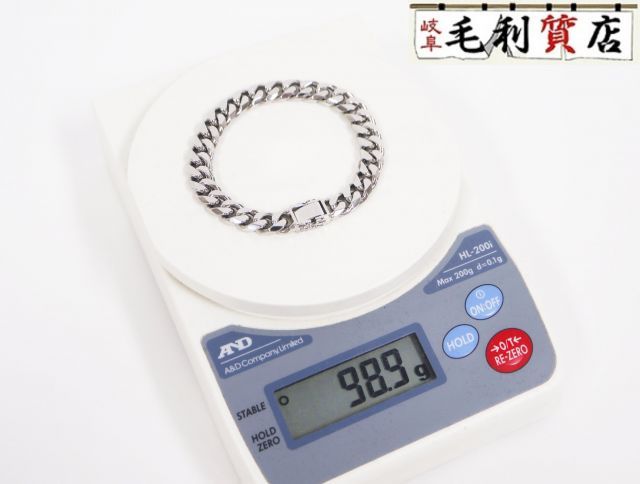 PT850  プラチナ 98.9g  8メン 喜平 ブレスレット 8面 シングル 白金  プラチナ PT 【中古】 ジュエリー