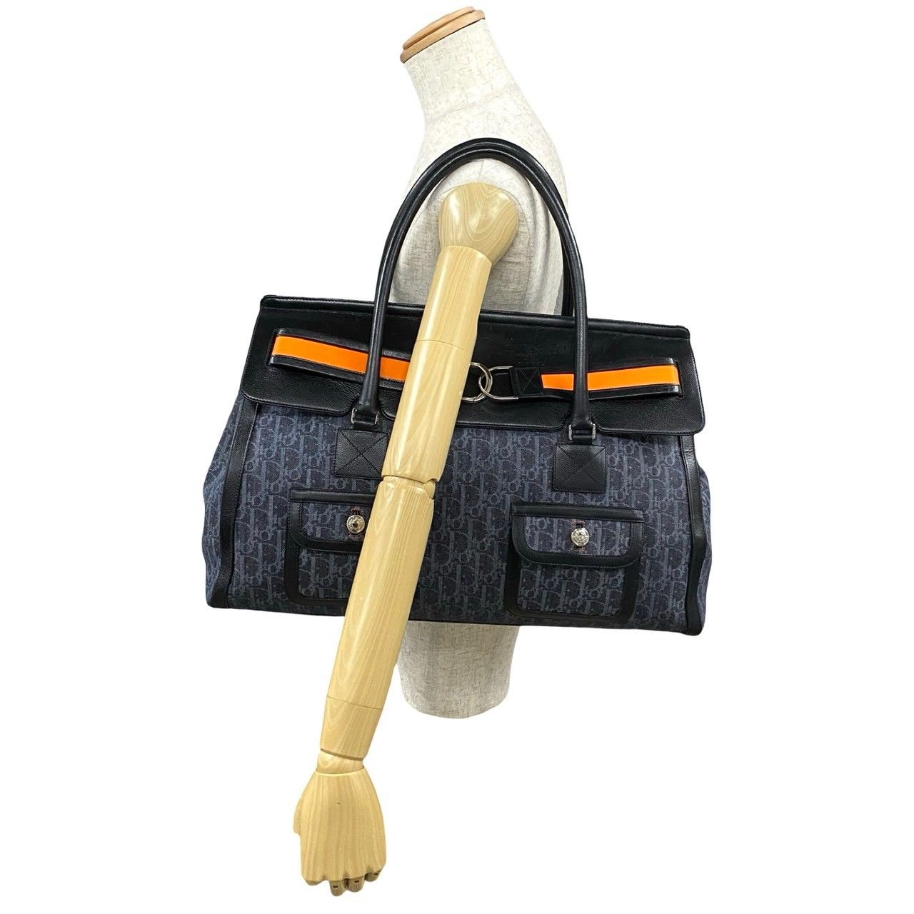 極美品】クリスチャンディオール ボストンバッグ トロッター ネイビー