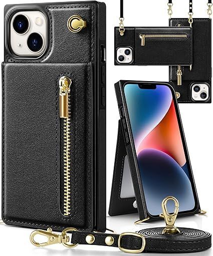 YIHARA iphone 14 ケース手帳型 iphone 14 スマホ ケース 財布型 iPhone 14 適用 携帯ケース 肩掛け 首かけ 斜めがけ ショルダー アイフォン14ケース手帳型 背面 カード収納 ストラップ付き 上下開 長
