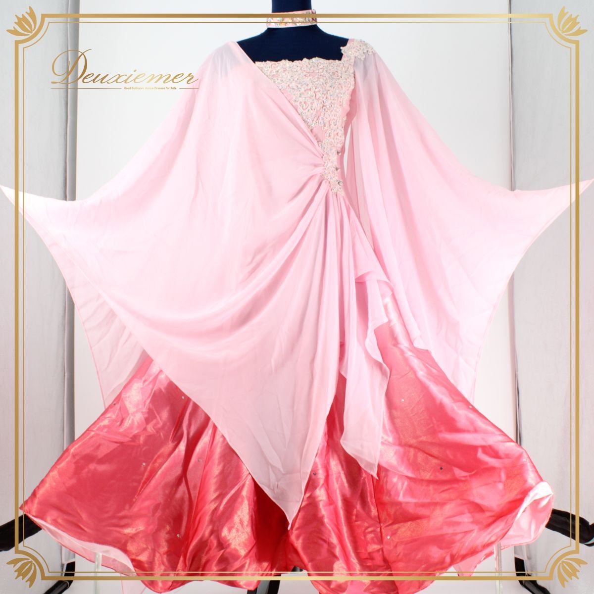 美品 社交ダンス衣装】ワンピース ドレス leirena チョーカー フロート