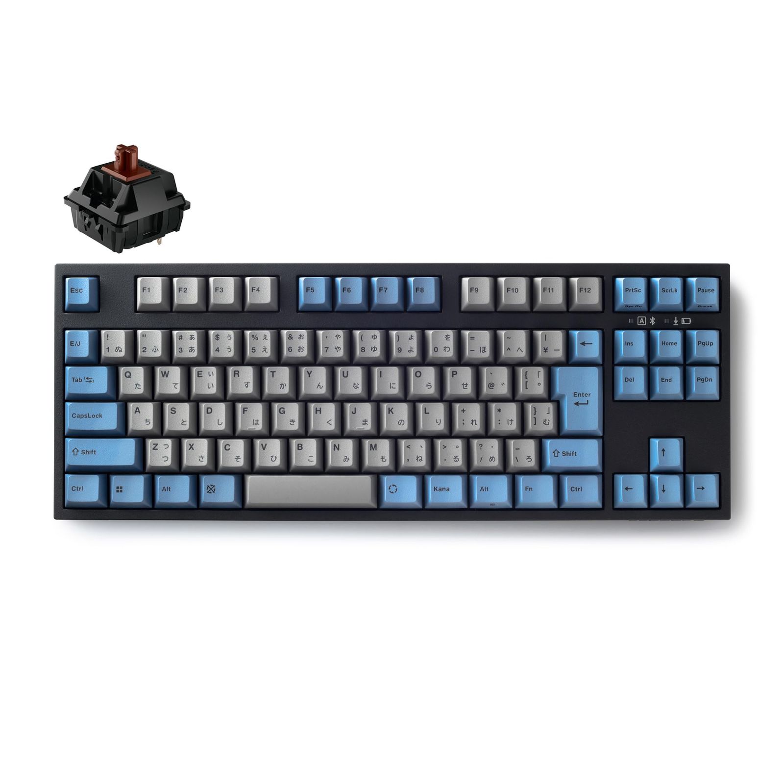 【数量限定】日本語配列 かな有 Bluetooth/USB-C テンキーレス 91キー GRAYBLUE スイッチホットスワップ対応 Win/macOS FC750RBT 単4電池駆動 CHERRY LEOPOLD MX2A茶軸