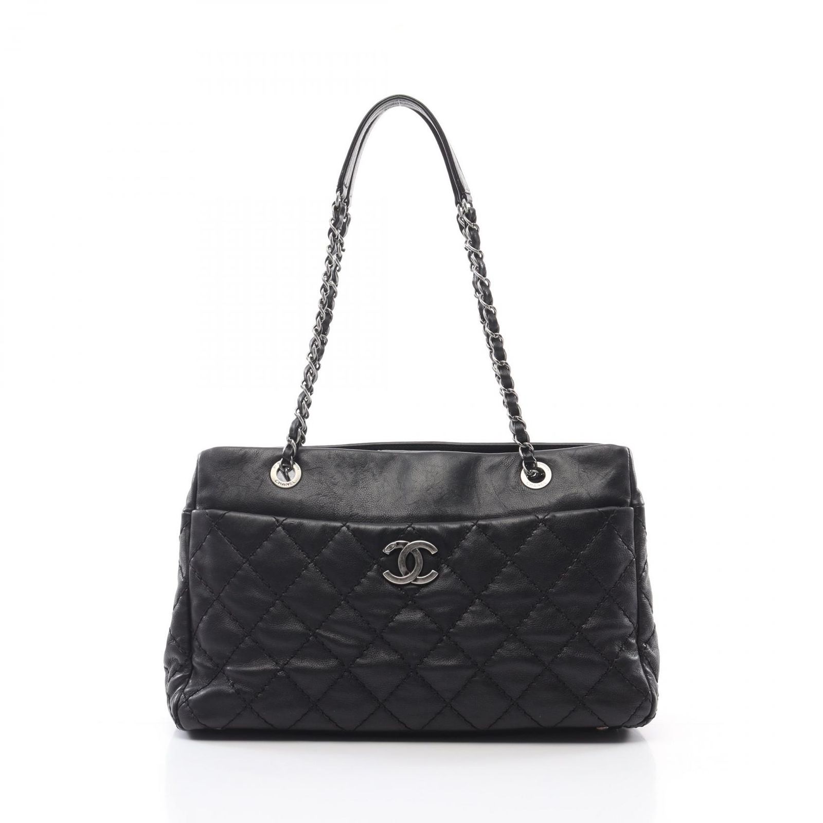 シャネル CHANEL トートバッグ ワイルドステッチ ブラック レザー 