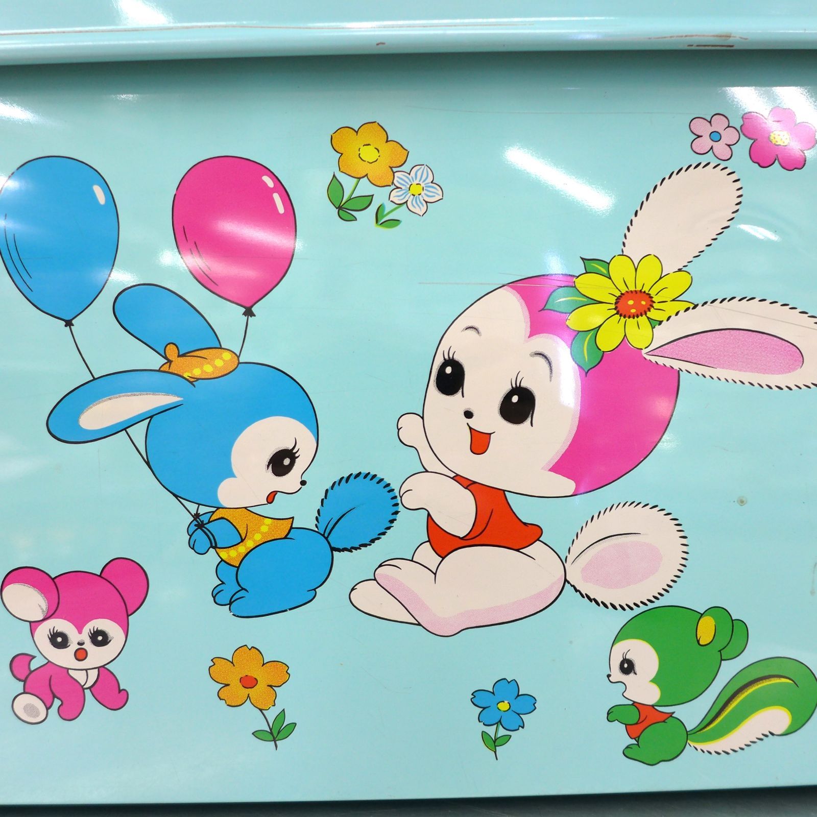 昭和レトロ 丸金製缶 ブリキ衣装ケース うさぎ バンビ 公田店