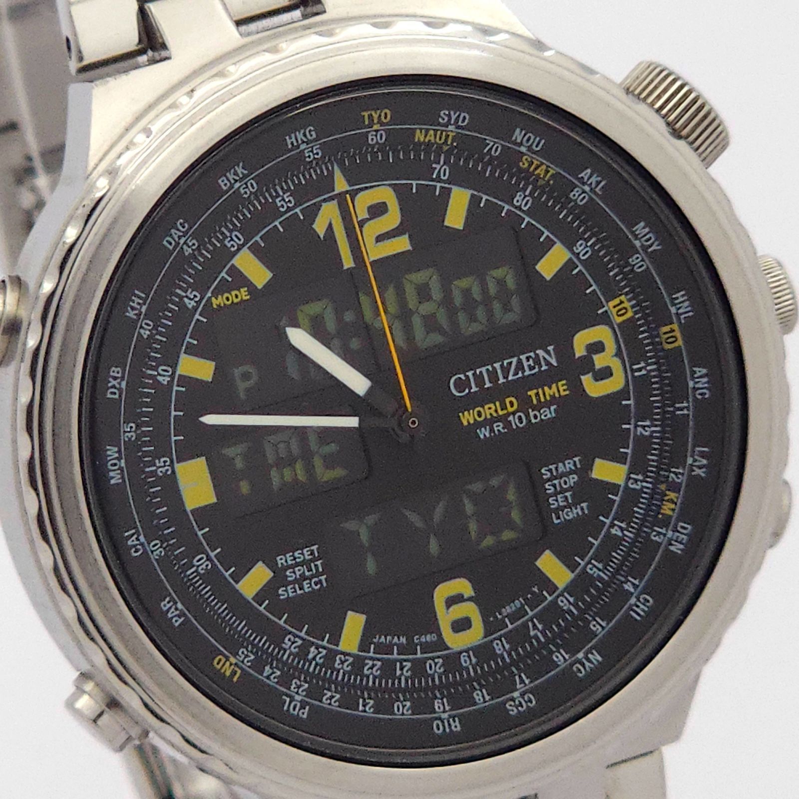 CITIZEN シチズン ワールドタイム C460-L20506 アナデジ QZ 動作