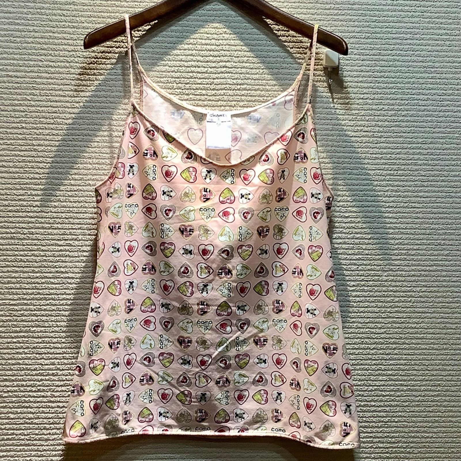 シャネル CHANEL 06P バレンタイン ハート キャミソール タンクトップ ピンク 42 N966|T160
