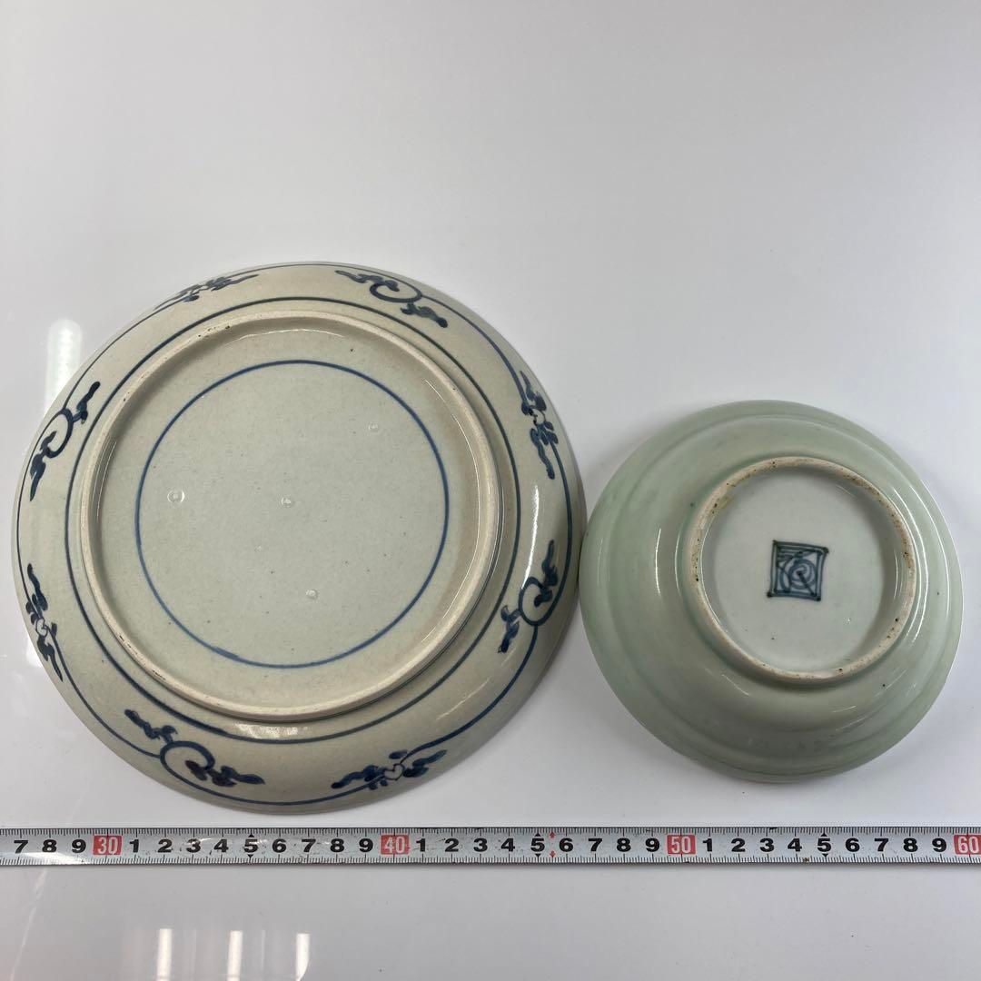 江戸中期　古伊万里・藍九谷　皿2点  21/14㎝　東Y5-1018① 江戸中期 古伊万里・藍九谷 皿2点 21/14㎝ 東Y5-1018① - メルカリ