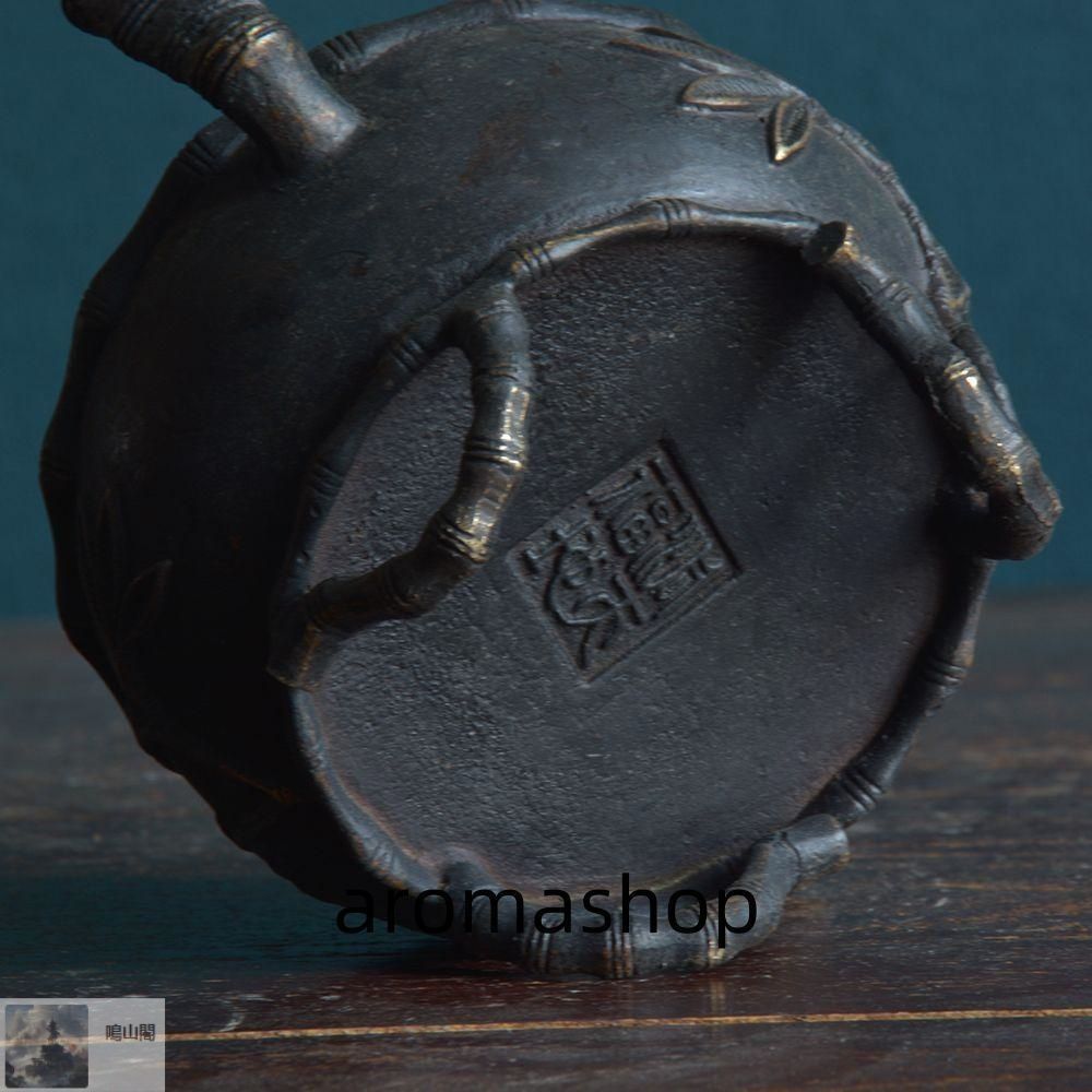 銅炉 香炉【福地洞天】 三足竹節紋香炉 宣徳炉 茶道香道具 工芸品 置物 新品・未使用】 銅炉 香炉【福地洞天】 三足竹節紋香炉 宣徳炉