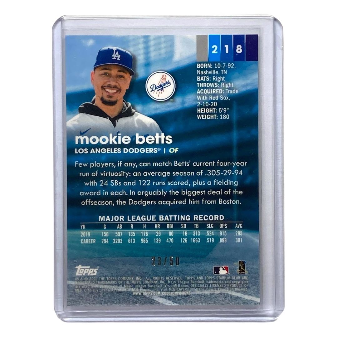 TOPPS MLBカード STADIUM CLUB MOOKIE BETTS DODGERS 23/50 #218 送料無料 中古 IT2 TOPPS MLBカード STADIUM CLUB MOOKIE BETTS DODGERS 23/50 #218