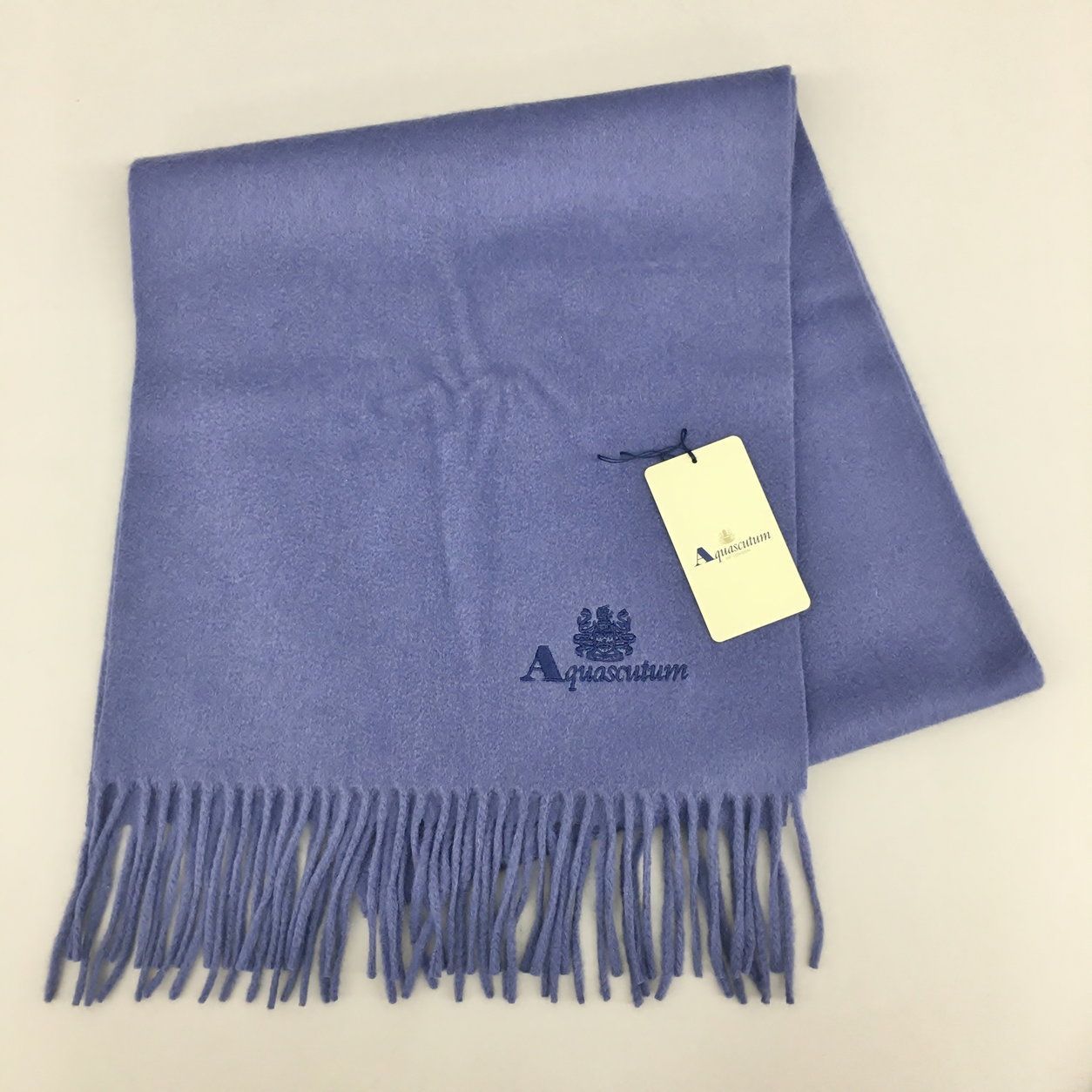 新品未使用　アクアスキュータム　カシミヤ100%マフラー アクアスキュータム Aquascutum マフラー ブルー系 カシミヤ100