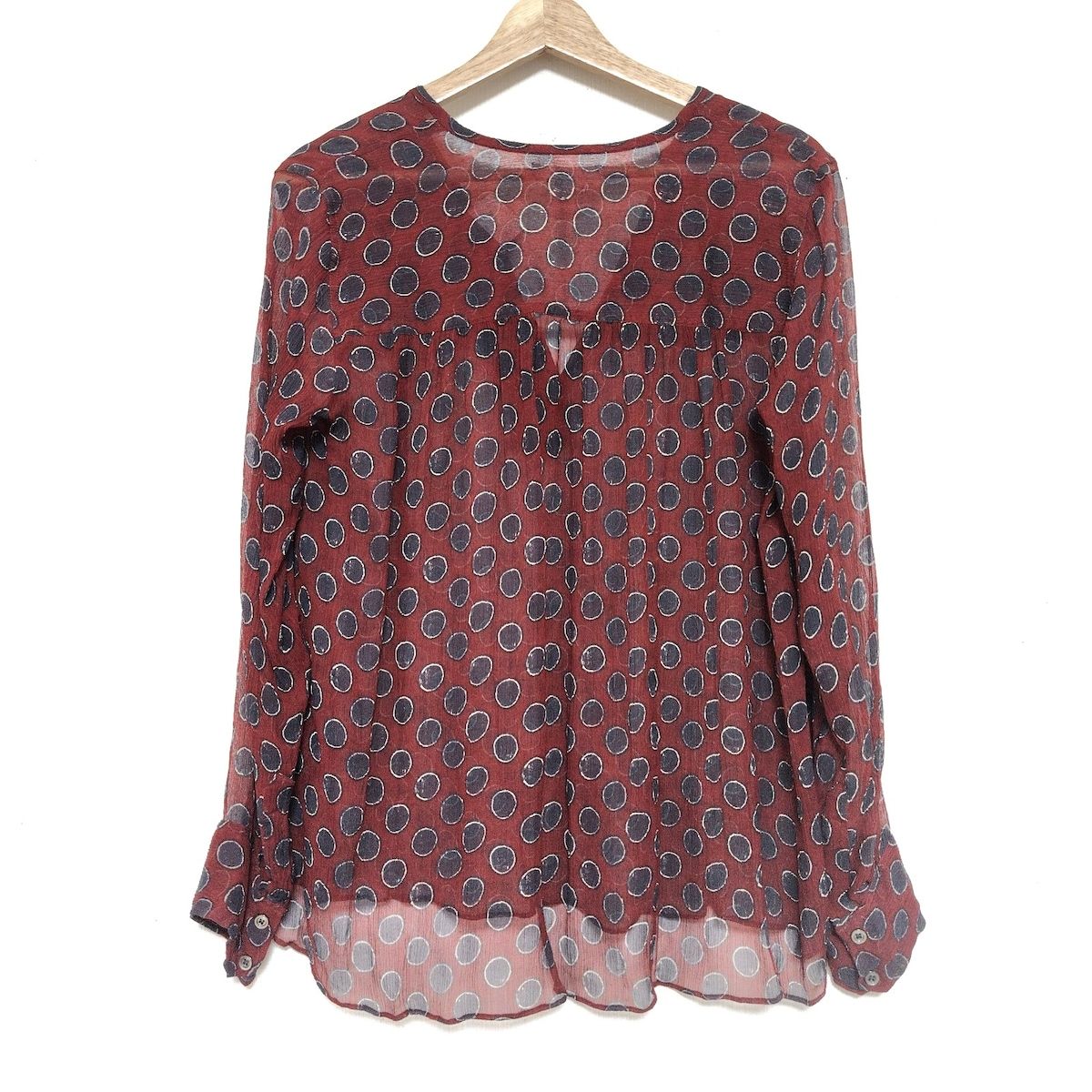 イザベルマランエトワール 長袖カットソー サイズ34 S レディース - ボルドー×ダークネイビー×アイボリー シースルー