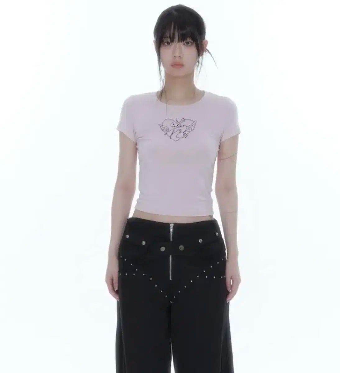 Kashiko★半袖Tシャツ★韓国★人気★Flower Heart Baby Tee ☆KASHIKO☆ FLOWER HEART BABY TEE (Kashiko/Tシャツ