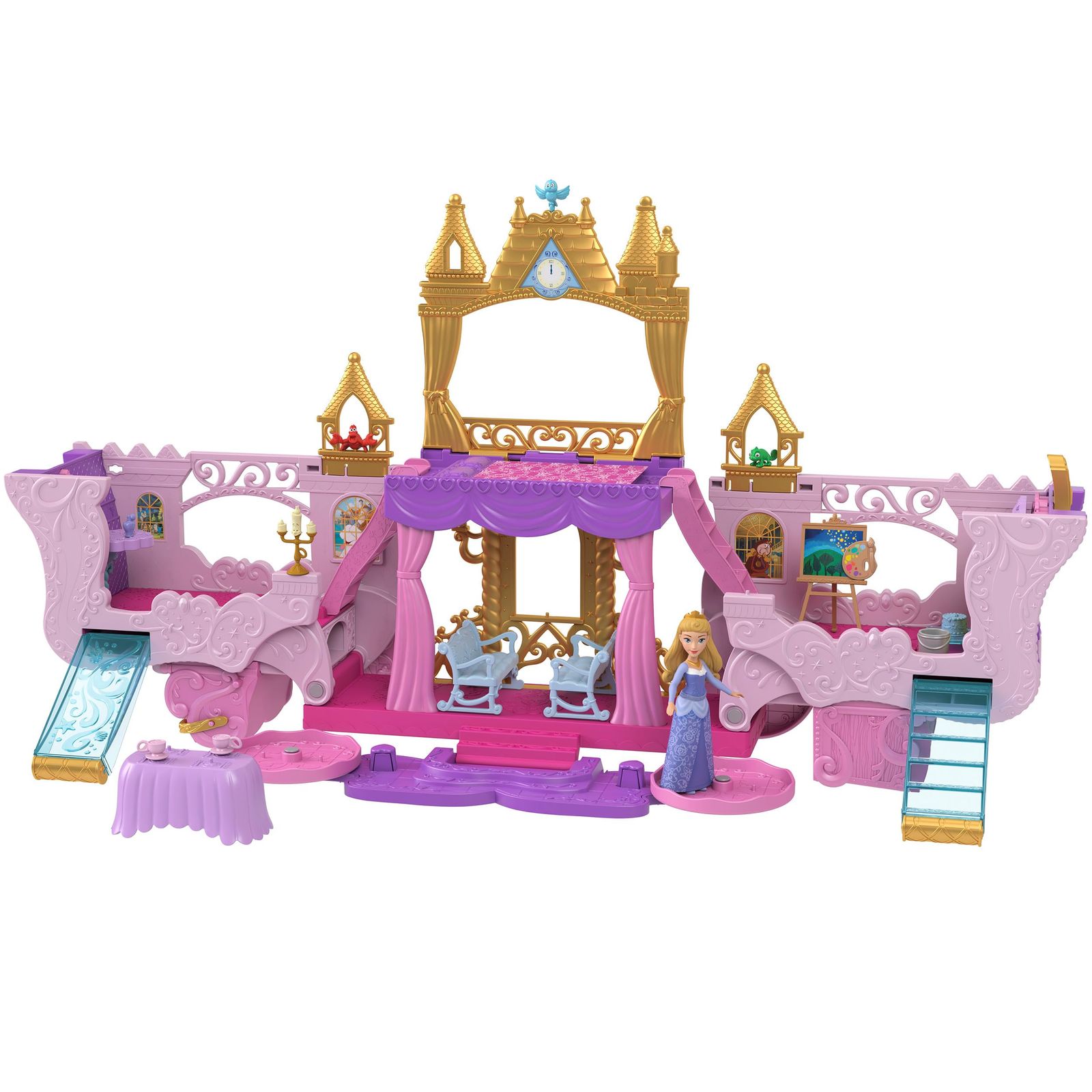 ディズニー Disney |ディズニープリンセス Disney Princess ピンクのおしろ～ばしゃがおしろにへんしん～ きせかえ人形 ハウス ままごと ごっこ遊び オーロラ姫 ミニドール付き 3歳から 1 ピンクのおしろ~ばしゃがおしろにへんしん