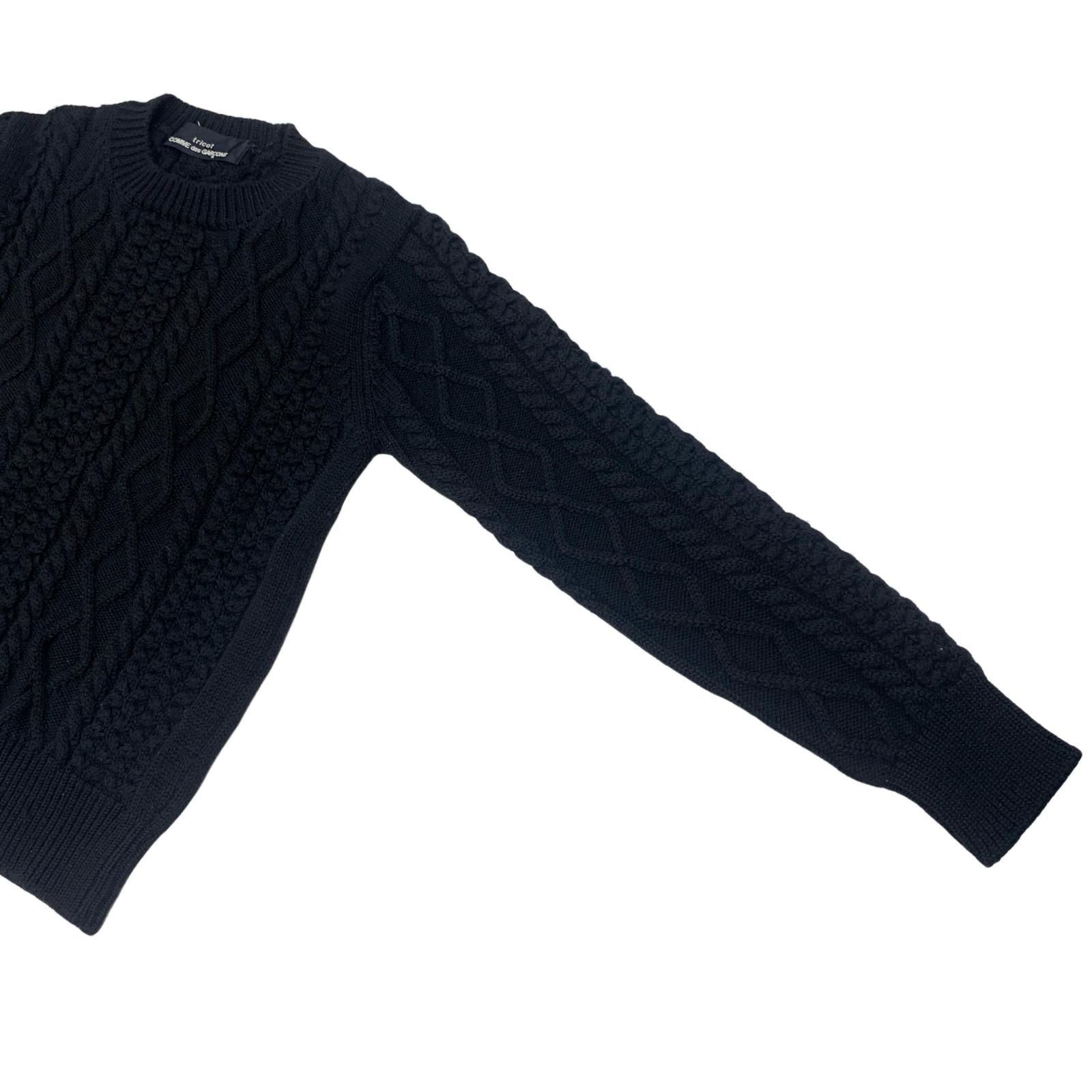 【美品】トリコ コムデギャルソン　アラン ニットセーター　ケーブル　ブラック　黒 BLACK COMME des GARCONS（ブラックコムデギャルソン）ニット
