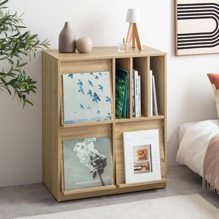 キャビネット 幅72cm フラップ扉 本棚 隠しキャスター付き ラック 収納