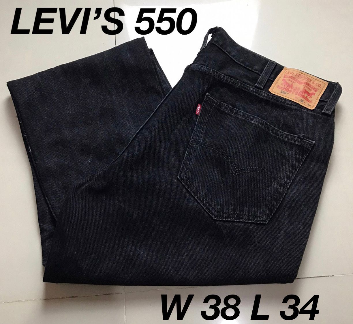 616【Levi's 550 BLACK】W38 L34 レソト製 ブラック ワイド バギー