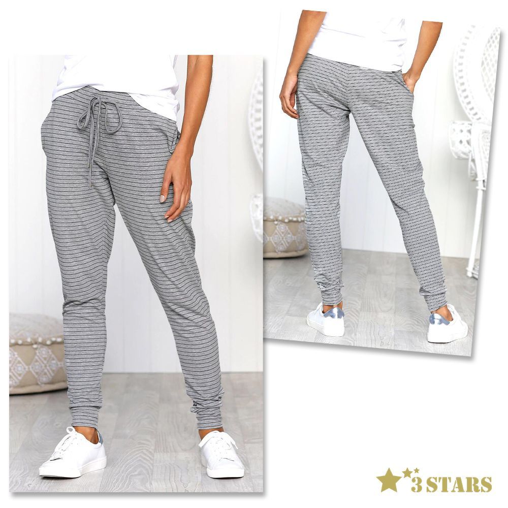 【OUTLET】３STARS｜ボーダーイージーパンツ 可愛い ヨガウェア 3S-OL014