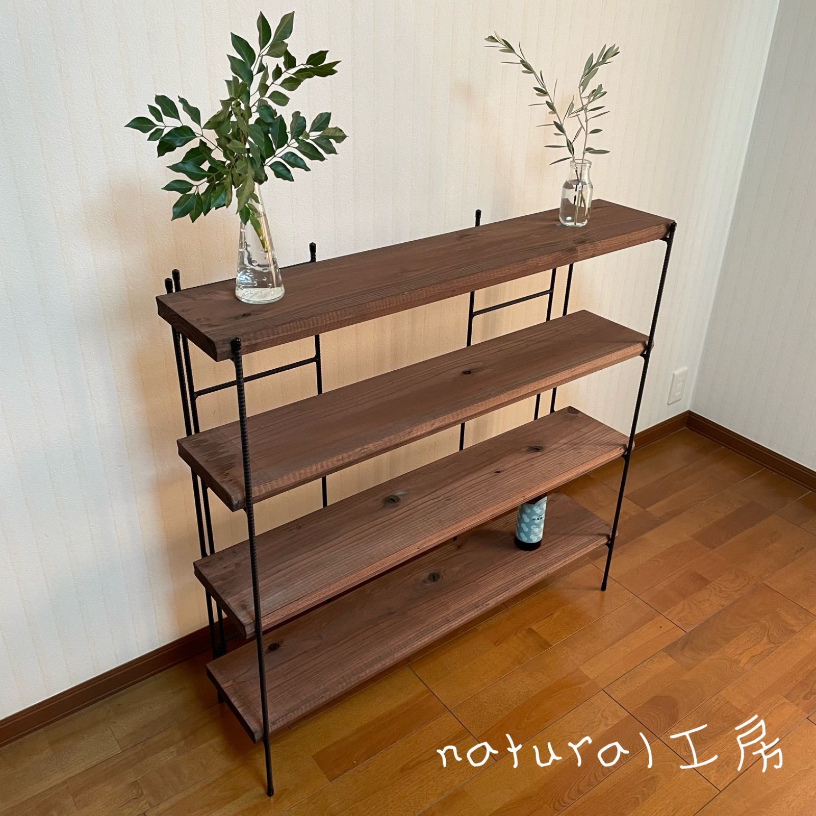 アンティーク】アイアンフレーム 長方形 ガラスローテーブル 網棚付