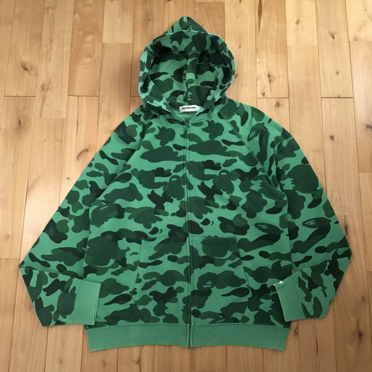 希少 BAPE エイプカモ パーカー フーディ 迷彩 総柄 ヴィンテージ 緑 A BATHING APE(アベイシングエイプ) / アベイシングエイプ
