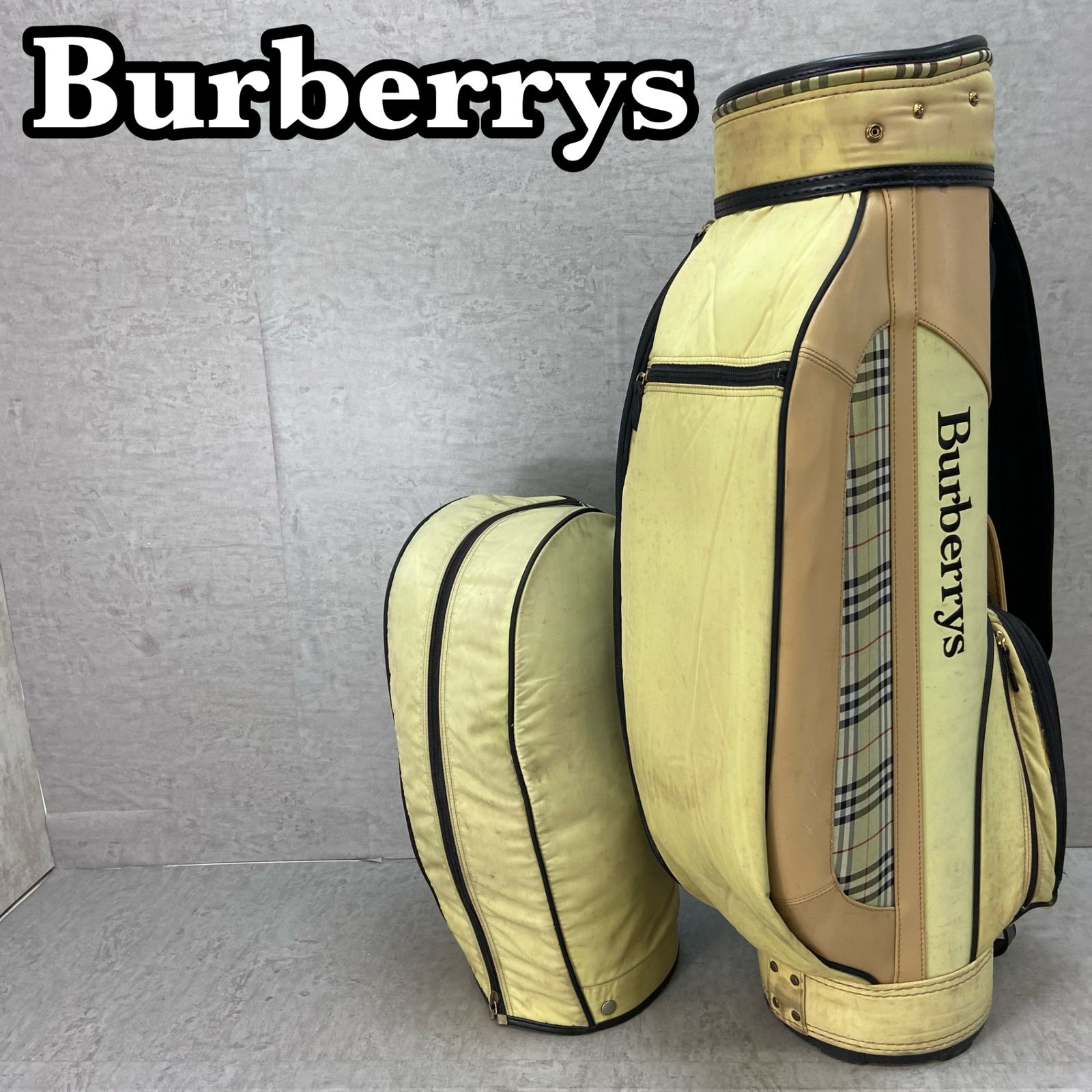 Burberrys バーバリー ゴルフ用 キャディバッグ カート式 約8.5型 約21cm 3分割 重量2.8Kg ナイロン レザー バック ラウンド