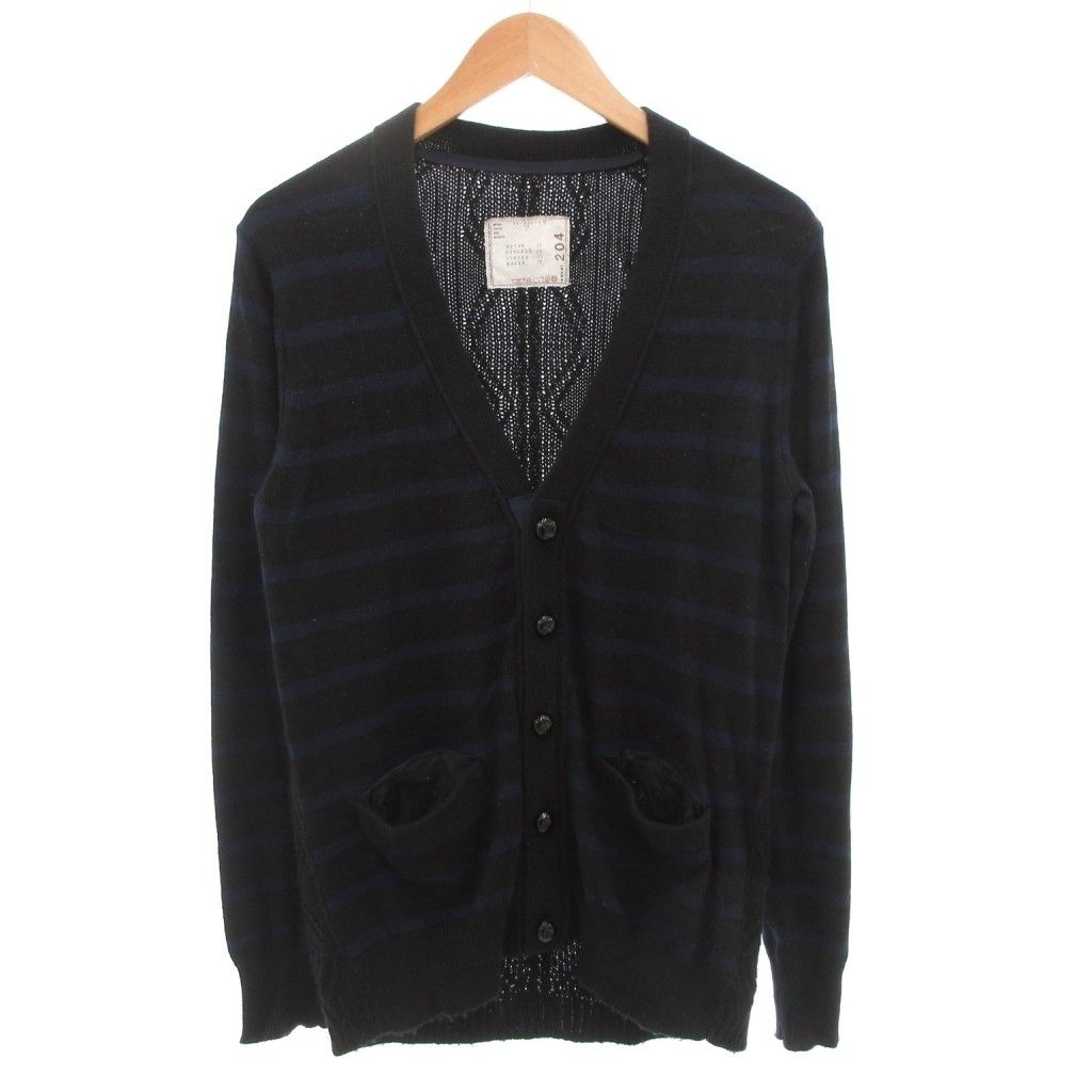 『sacai』 サカイ (2) ボーダーカーディガン / ネイビー sacai luck / サカイラック | ボーダー クルーネック ニット