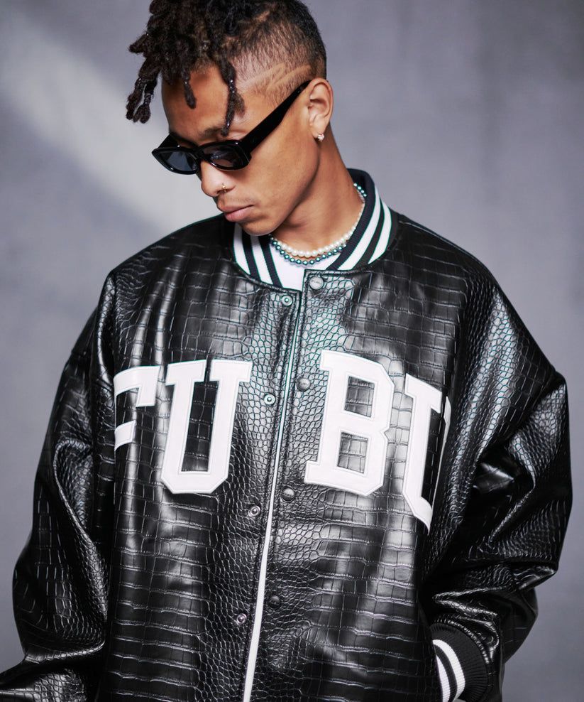 新作】【FUBU/フブ パイソンレザージャケット(ブラック 新作】【FUBU/フブ パイソンレザージャケット(ブラック