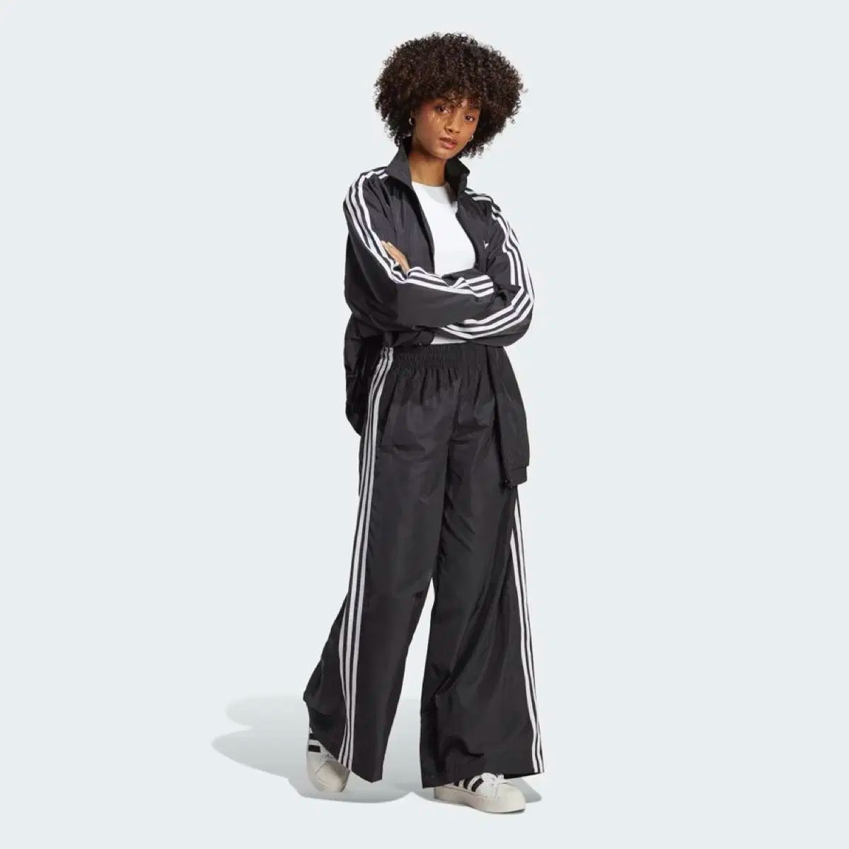 W adidas アディダス オーバーサイズ トラック ジャケット 黒 L サイズ