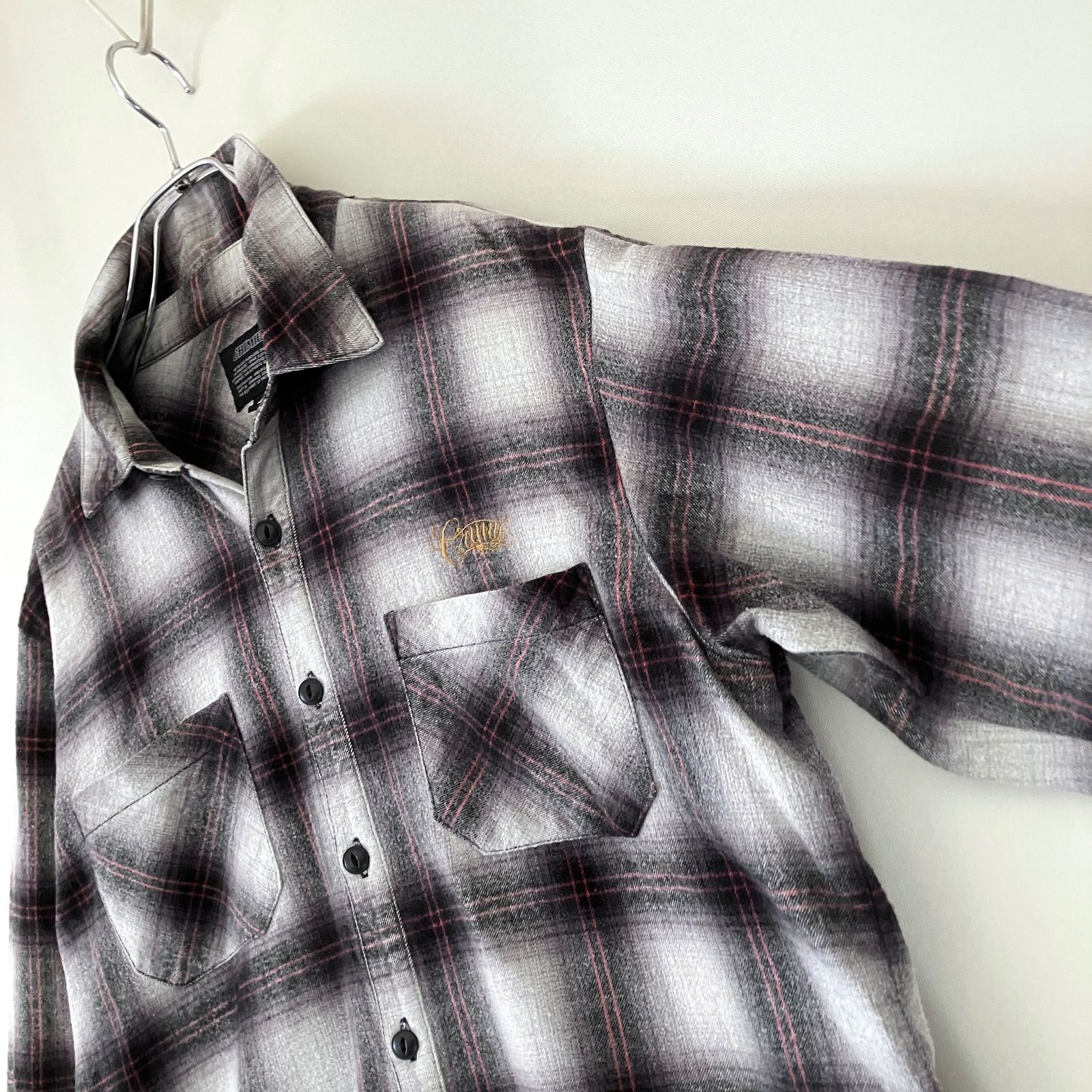 クライミー CRIMIE☆オンブレチェック フランネルシャツ☆刺繍ロゴ