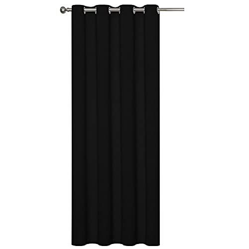 140x240cm(1枚組)_ブラック Dehome 1級遮光カーテン ブラック 幅140cm丈240 cm ハトメ型 間仕切り 目隠し 断熱 UVカット 1枚入り