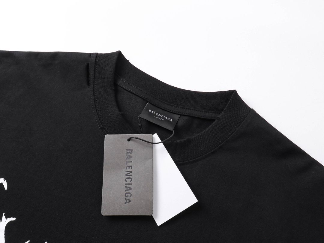 balenciaga ロゴ入り 半袖Tシャツ 黒　xs BALENCIAGA T-shirt Black Cotton Logo Print Crew Neck Short Sleeves