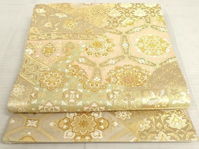 あるにか様 101.54.138 おまとめ売り 平和屋着物◎六通柄袋帯 正倉院花文 金糸 正絹 逸品 AAAX1132sg